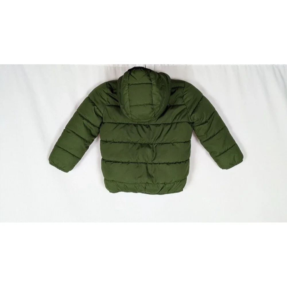 The Children's Place Puffer Jacket 5T Toddler Unisex Green Hooded Pockets Zipper